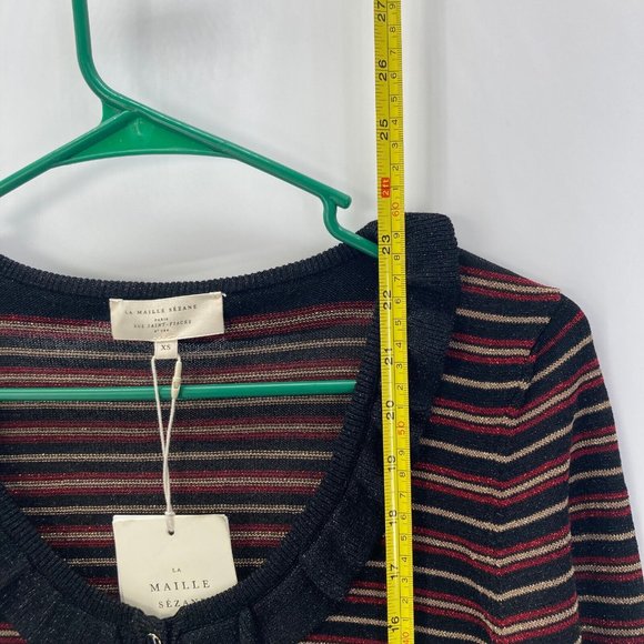 Sezane La Maille Women's Abigail Jumper Black Red Long Sleeve Shirt Sz XS New - Picture 9 of 9